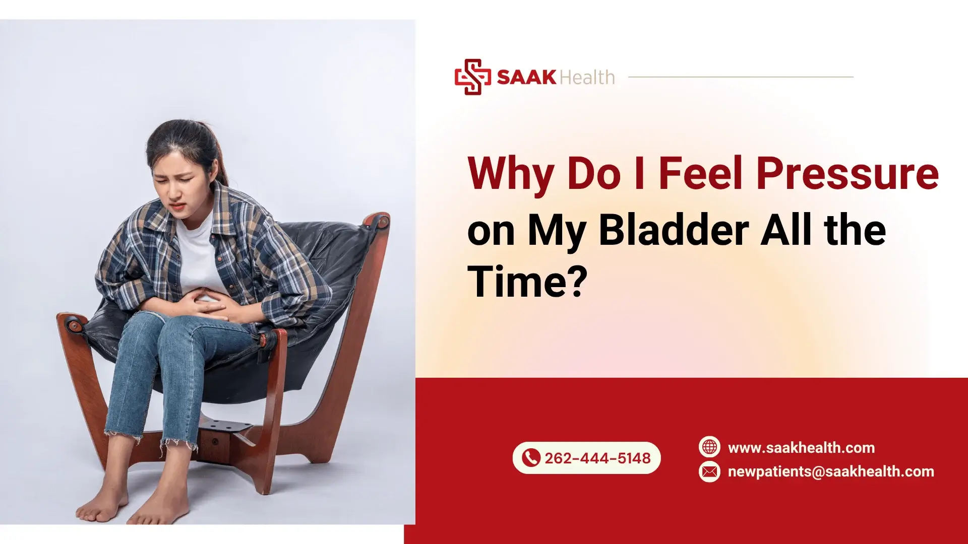Person experiencing constant bladder pressure and urinary urgency due to bladder health conditions