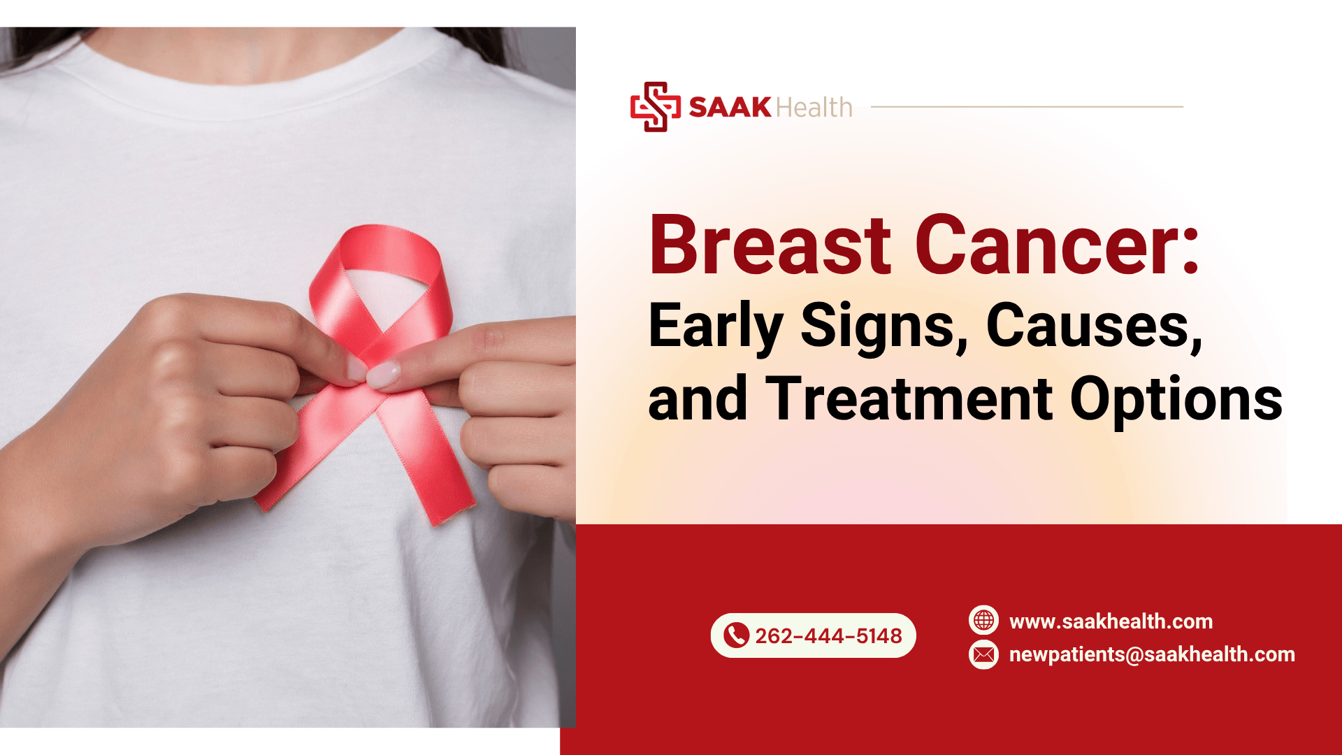Woman learning about the early signs and symptoms of breast cancer